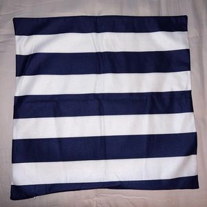 Navy Stripe Pillowcase / Throw Pillow Case 18” x 18”